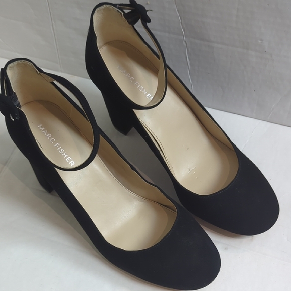 Marc Fisher Mfion Black Suede Block Heel Pumps New - Picture 3 of 17